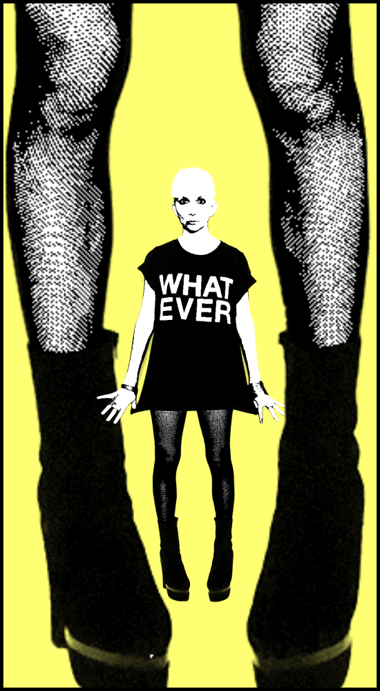 An animated black, white and yellow self-portrait made for 5Preview