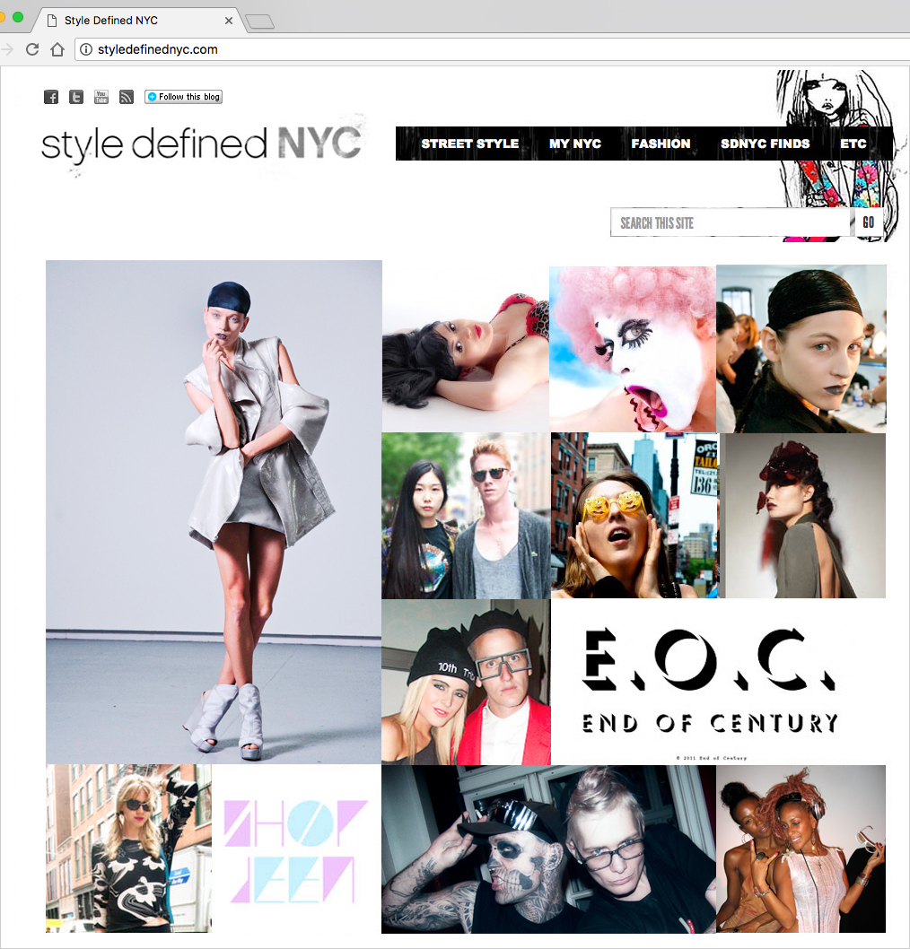 The StyleDefined NYC website showing its original street style, fashion and culture coverage