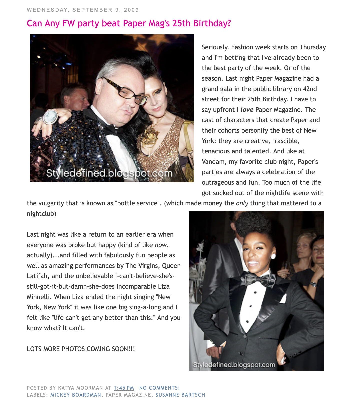 An original StyleDefined NYC post about Paper Magazine’s 25th birthday party