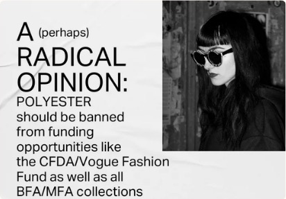 Editorial graphic about polyester and fashion funding